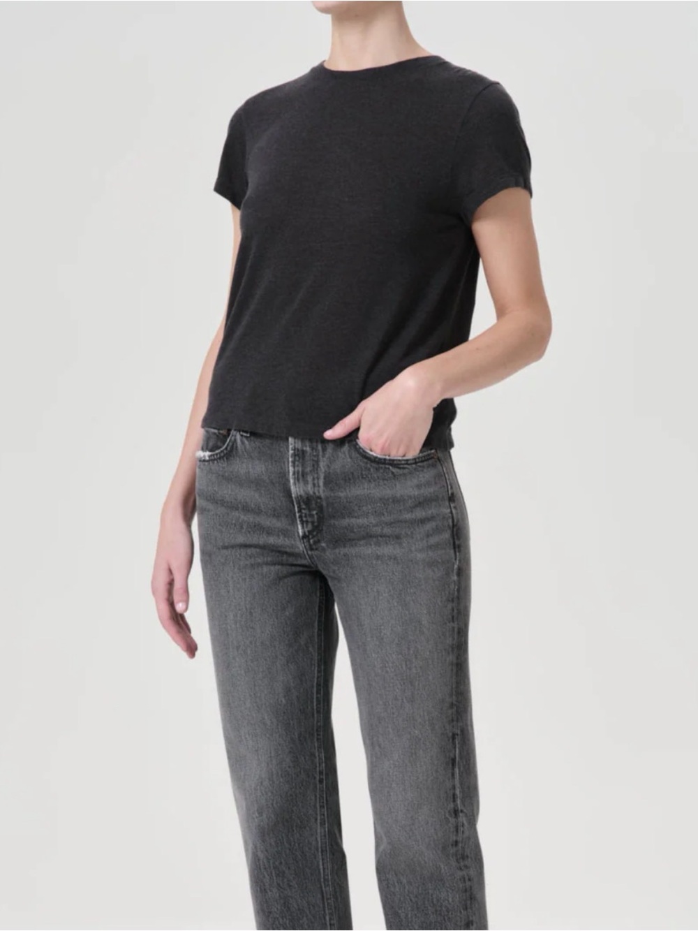 🖤 AGOLDE - Adine Shrunken Tee in Charcoal Heather 🖤